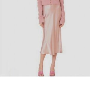 Song of Style, Pink Satin Midi Skirt size S petite